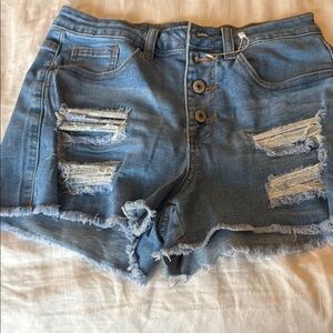 Distressed Blue Denim Shorts